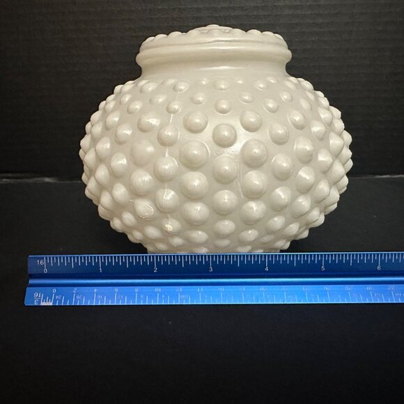 Vintage MCM White Hobnail Milk Glass Globe Lamp Shades Light Covers Pair 3.25" - Picture 5 of 11